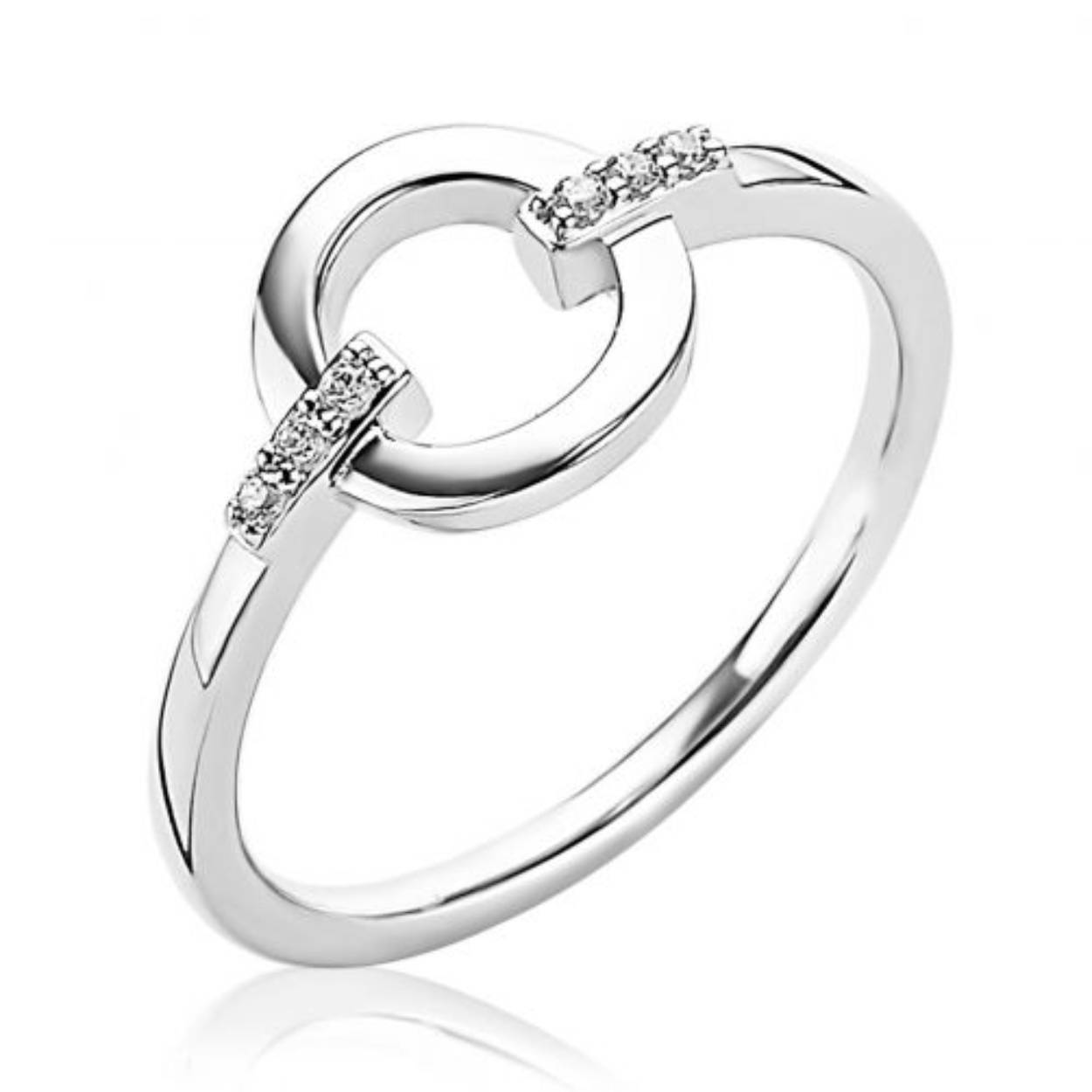 ZINZI zilveren ring open rond wit 