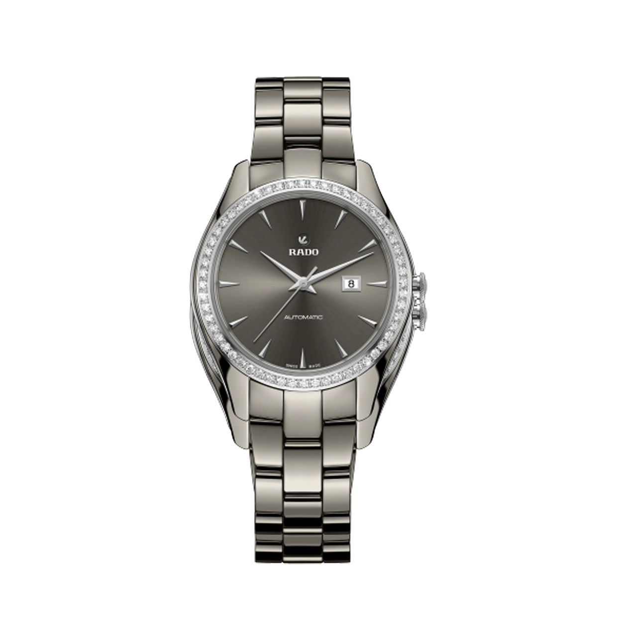 Hyperchrome automatic diamonds.

De uurwerken uit de HyperChrome collectie zijn sporty-chic. Ze hebben de typische RADO look die voor elk moment en iedere gelegenheid past. Dit RADO dameshorloge R32051102 bestaat uit een grijze hightech keramische kast en band. De lunet is bezet met brilanten. Deze RADO is analoog afleesbaar en heeft een automatisch gangwerk waarop een internationale garantie van twee jaar geldt. Bovendien is dit Zwitsers horloge voorzien van een krasbestendig saffierglas met antireflecterende coating langs beide zijden en een waterdichtheid van 50 meter.