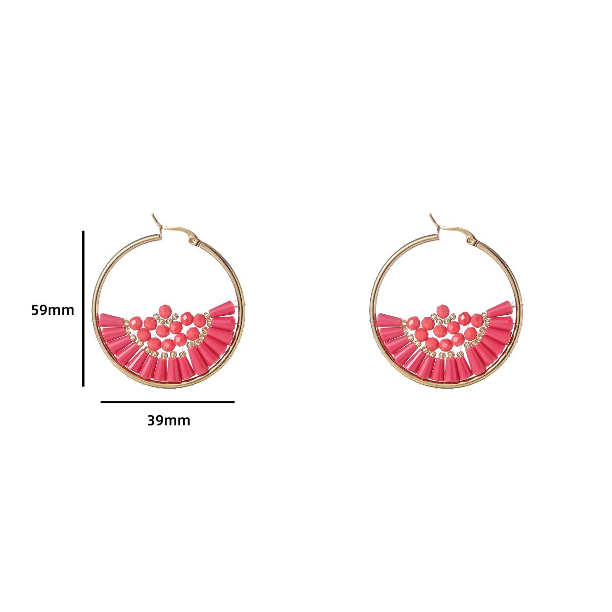 Bead Filled Hoop - 14K + Bright Coral
E4081-3