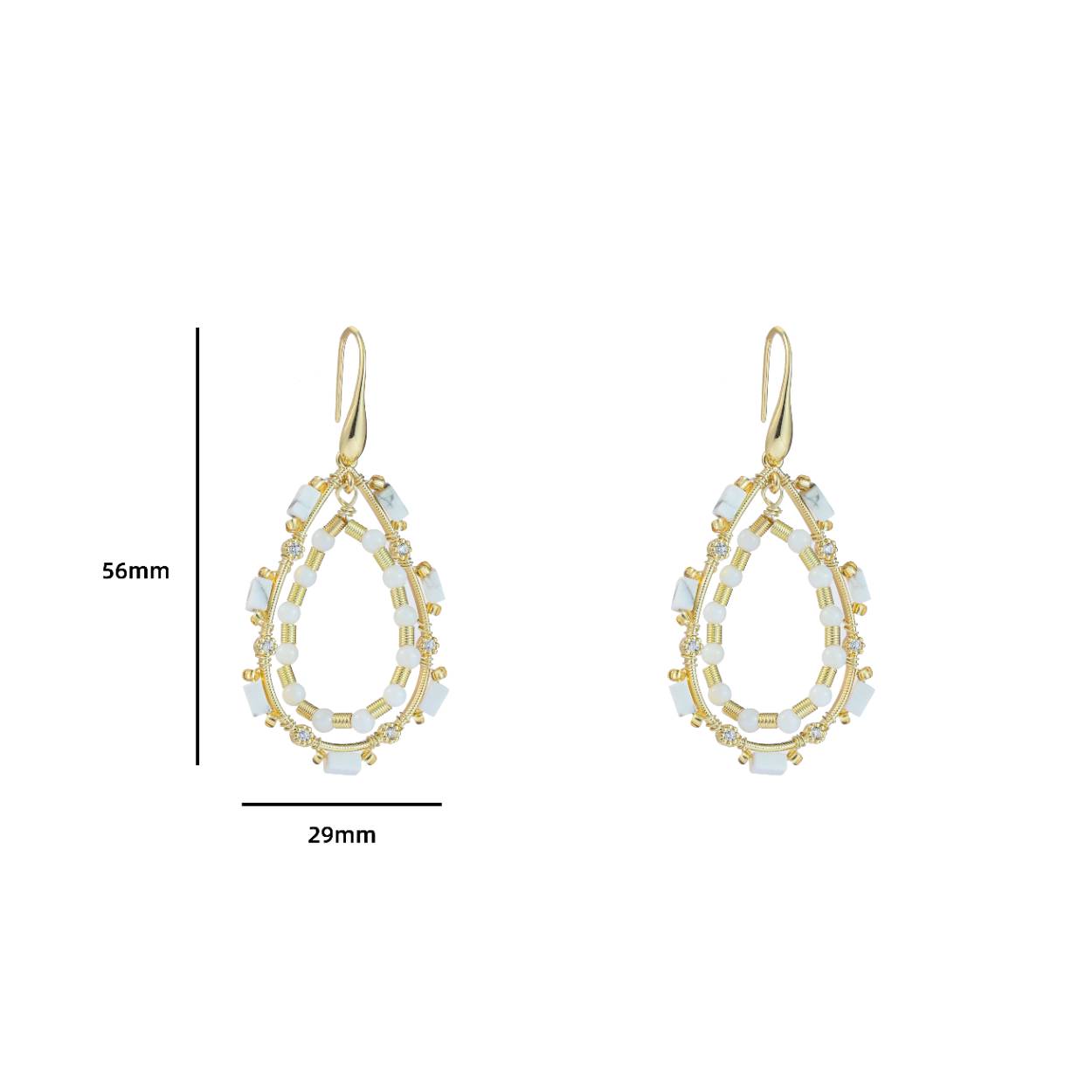 Double Beaded Drop - 14K + White
E4040-1