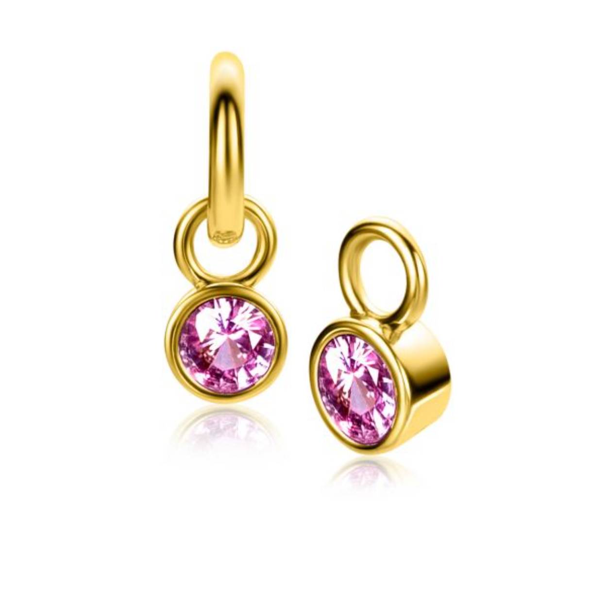 BIRTHSTONE zilveren oorbedels OKTOBER, staan symbool voor iemand die in de maand oktober is geboren. In oktober is de geboortesteen 'roze rozenkwarts zirconia'. Iedere geboortesteen heeft haar eigen betekenis. Hang ze sierlijk aan je zilveren Zinzi oorringen. De oorringen zijn niet bij de prijs inbegrepen. Vervaardigd van eerste gehalte zilver (925) en voorzien van een extra rodiumlaag voor een langdurige glans.