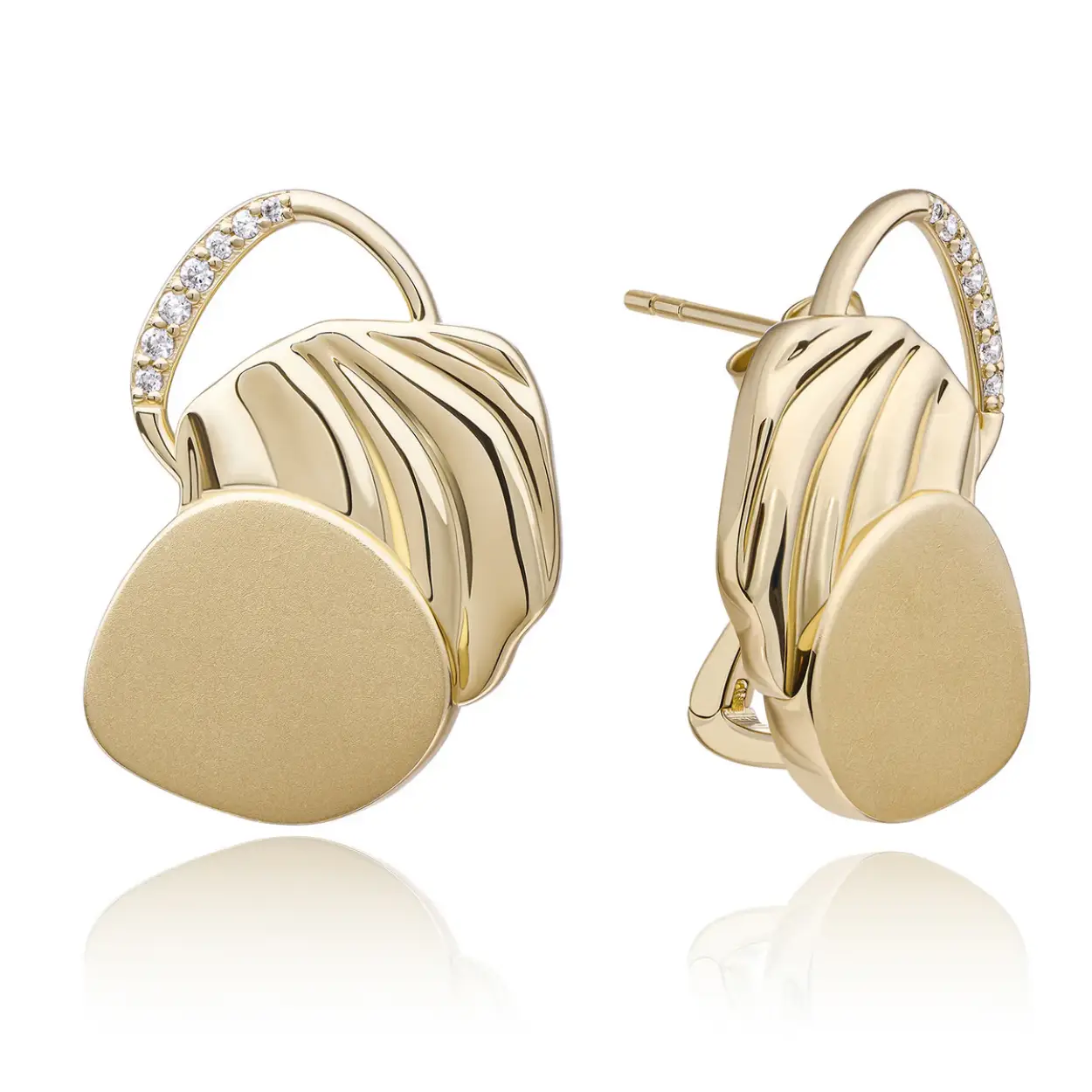 Sparkling Jewels Oorbellen Uneven Push Back Gold CZ EAG44