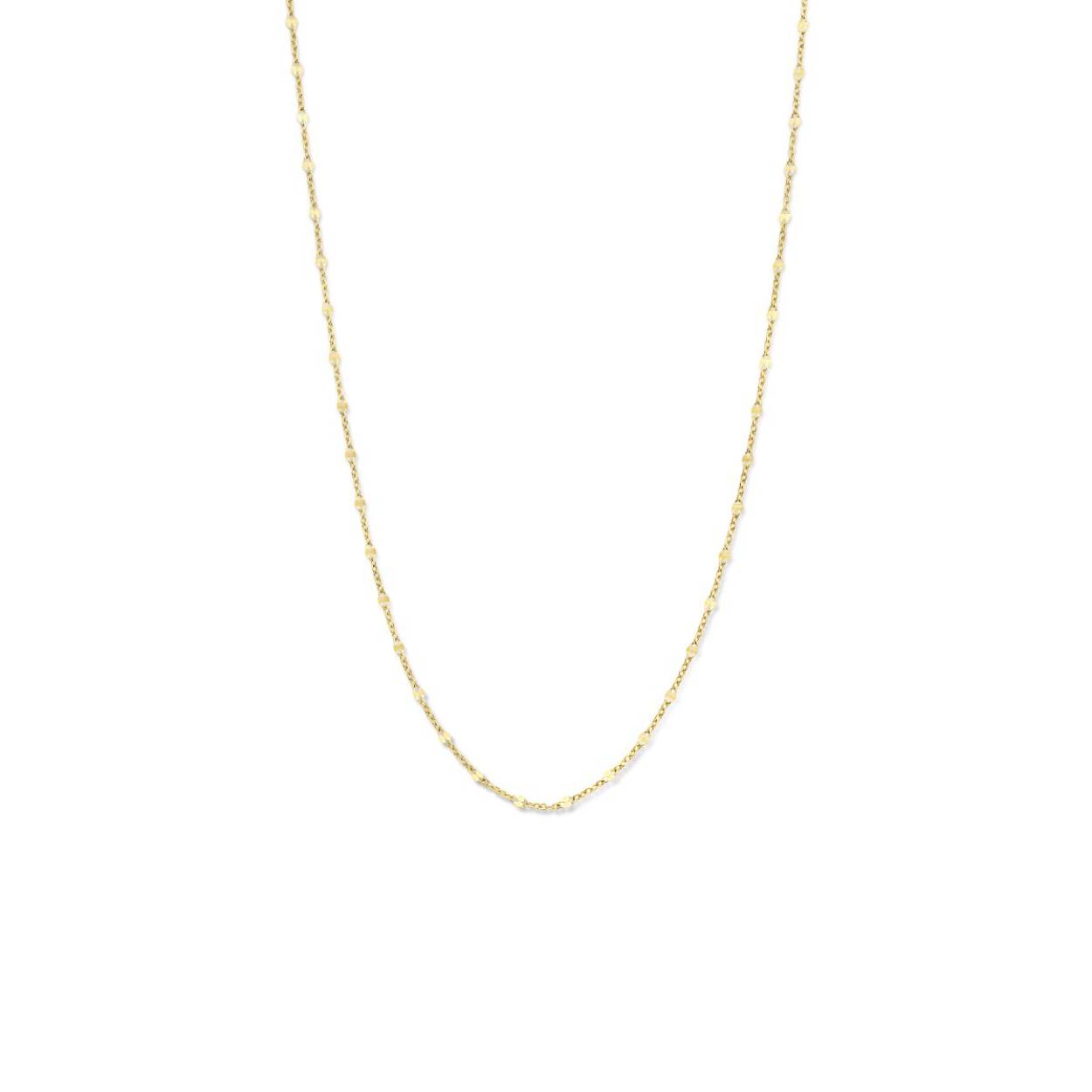 14k Geelgouden collier met een schakelbreedte van 2.4mm en een karabijn sluiting. Het collier heeft draaglengtes van 36 en 38cm.
