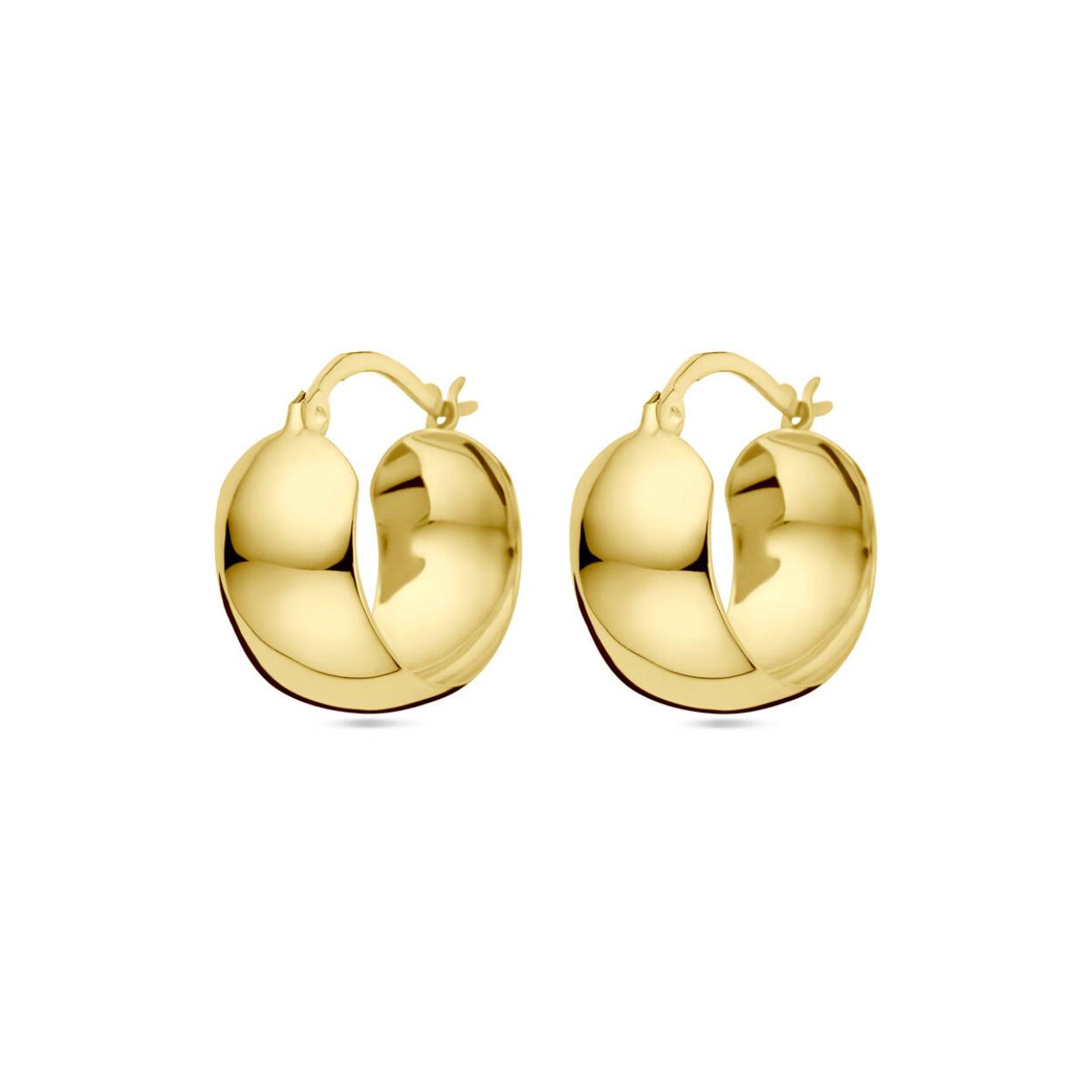 Geelgouden oorringen met een breedte van 8.5mm.