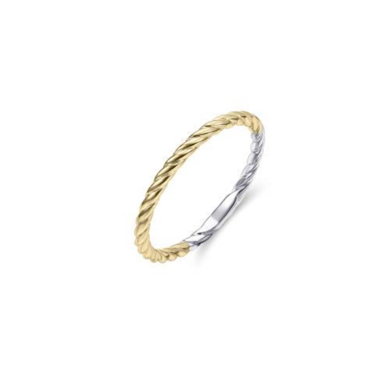 Zilver vergulde ring gedraaid. ( Touw stapel ring ) 
maat 54 en verkrijgbaar in diverse andere maten.