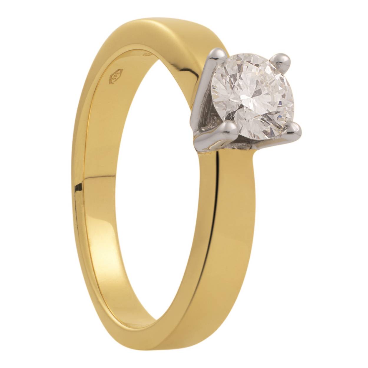 Eclat 14krt geelgouden ring met diamant in witgouden zetting