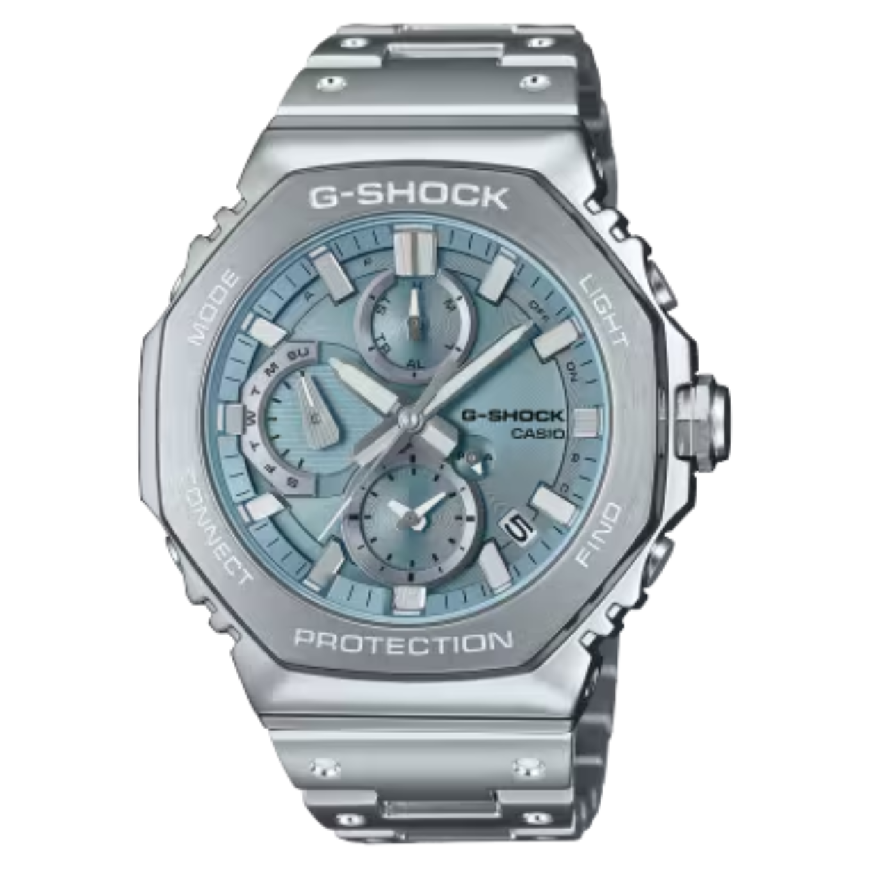 Dit Casio horloge behoort tot de G-shock collectie.
referentienummer: GMC-B2100AD-2AER

een volledig metalen buitenkant. De rand, driedimensionaal gevormd in een tijdrovend proces van smeden, snijden en polijsten, is prachtig afgewerkt met een cirkelvormige haarlijn op de bovenkant en spiegelglans op de schuine kanten. 

De verfijnde vormgeving en dampafzetting van de ultranauwkeurige verwerkingstechnologieën van Casio voegen verfijning en kwaliteit toe aan de indexen en inzetringen van de wijzerplaat. 

De kroon met schroefvergrendeling is ontworpen in dezelfde achthoekige vorm als de rand voor een compactere kast zonder dat dit ten koste gaat van de uitstekende G-SHOCK-schokbestendigheid. 

Dankzij de hoge dichtheid van de montage blijft de module slank, maar biedt het toch de geavanceerde functies die je belangrijk vindt in een compact profiel en een comfortabele pasvorm. 

Kan worden gekoppeld met een smartphone via Bluetooth®. Je hoeft alleen maar de speciale app aan te sluiten voor een nauwkeurige tijdregistratie die je op schema houdt. Met Tough Solar, een zeer heldere ledverlichting en allerlei andere handige functies is dit een horloge dat zowel superieure stijl als praktisch gebruik biedt.