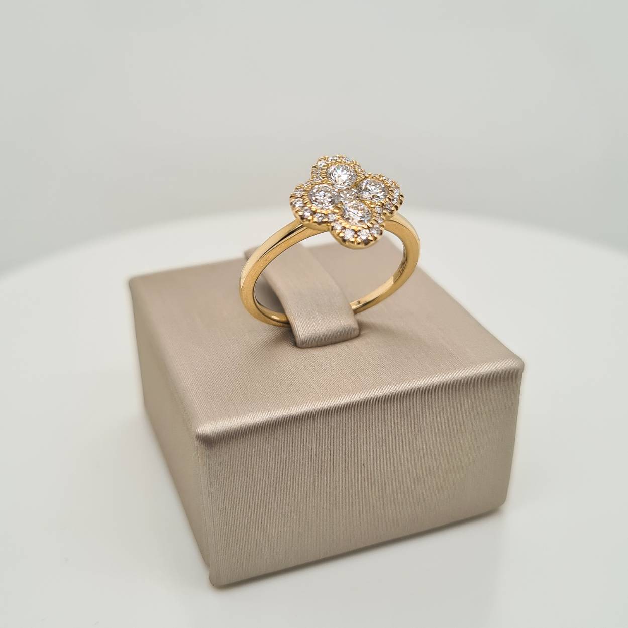 Prachtige 14krt gouden ring met diamanten 0,76crt H Si.

Deze ring is maat 52 (16,5), heeft u interesse in een andere maat? Neem dan contact met ons op.

