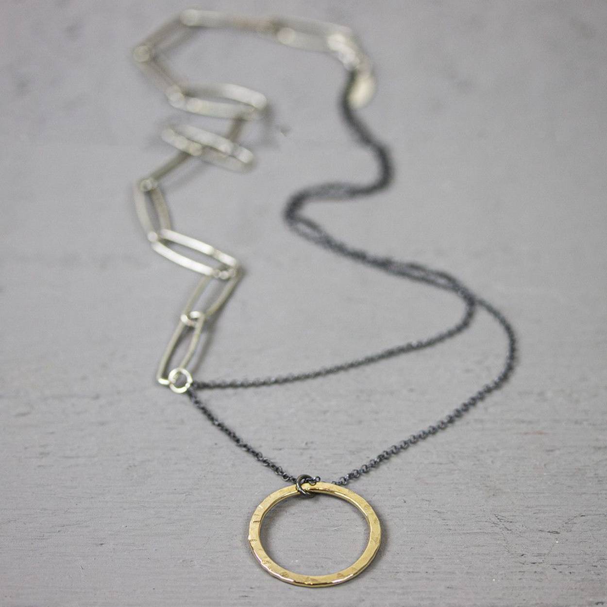 Jeh collier Zilver goldfilled cirkel