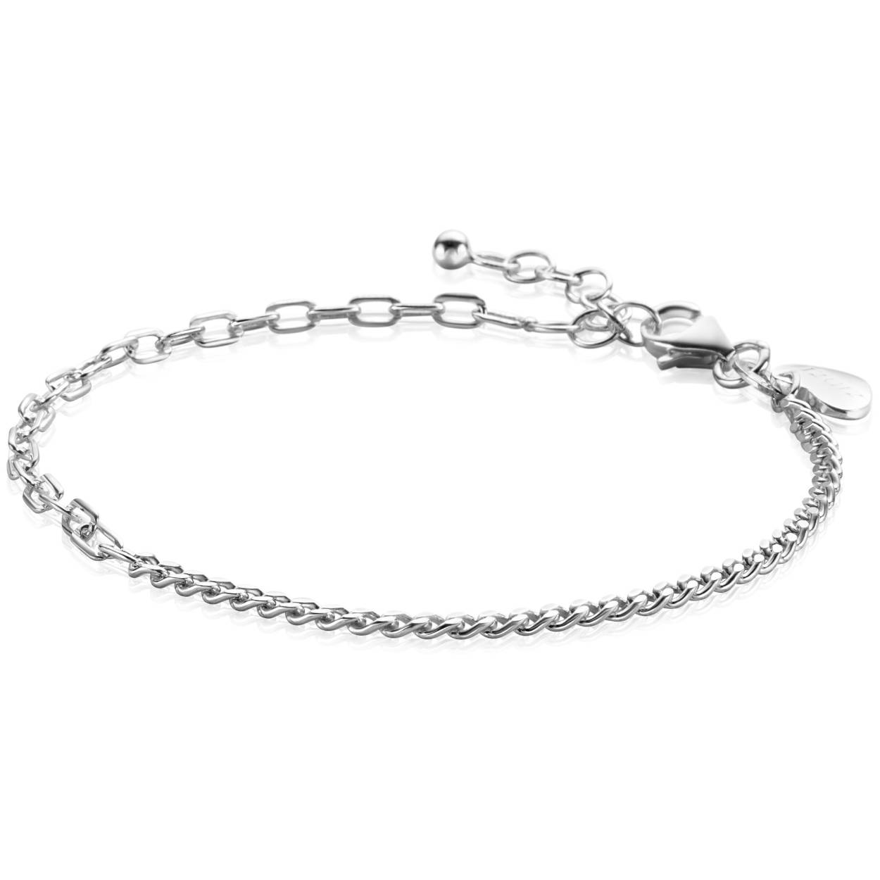 ZINZI zilveren armband met twee trendy schakels gecombineerd: gourmet en paperclip schakels. De schakels zijn 2,7mm breed. De lengte is te variëren tussen 17 en 20cm. De armband is vervaardigd van eerste gehalte zilver (925) en voorzien van een extra rodium laag voor een witgouden uitstraling.