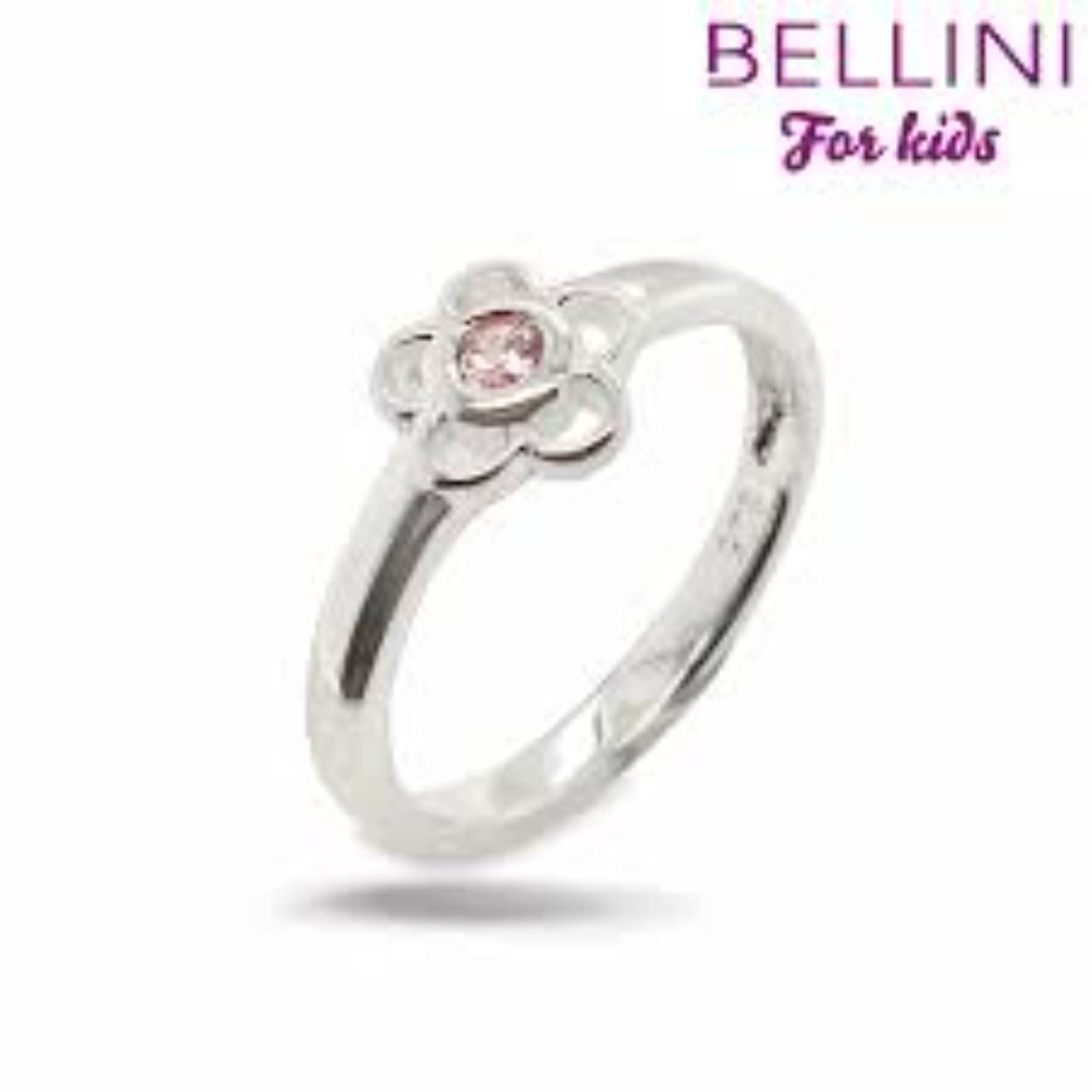 Bellini zilver ring bloem/roze zirc.