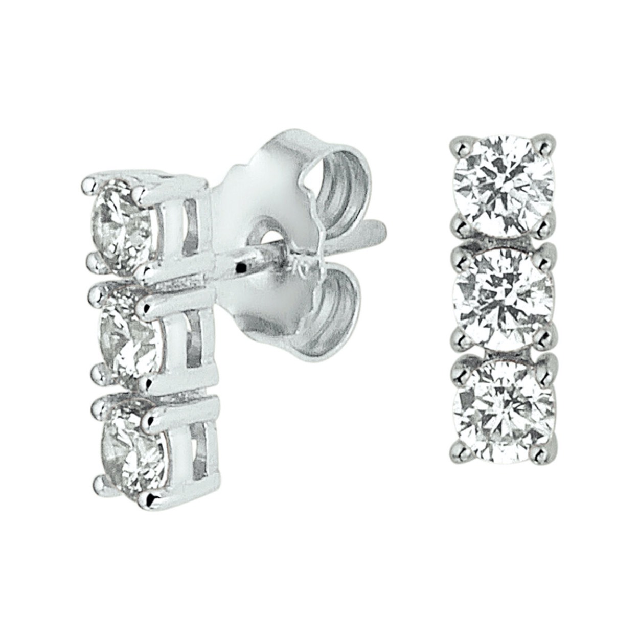 Zilveren oorstekers in de vorm van een staafje met zirkonia.
Draag de oorstekers samen met de bijpassende hanger en ring.
