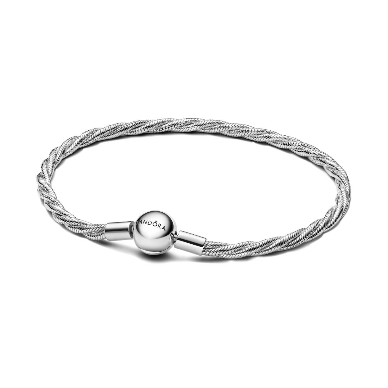 Pandora ronde clip - snake gedraaide zilveren armband 