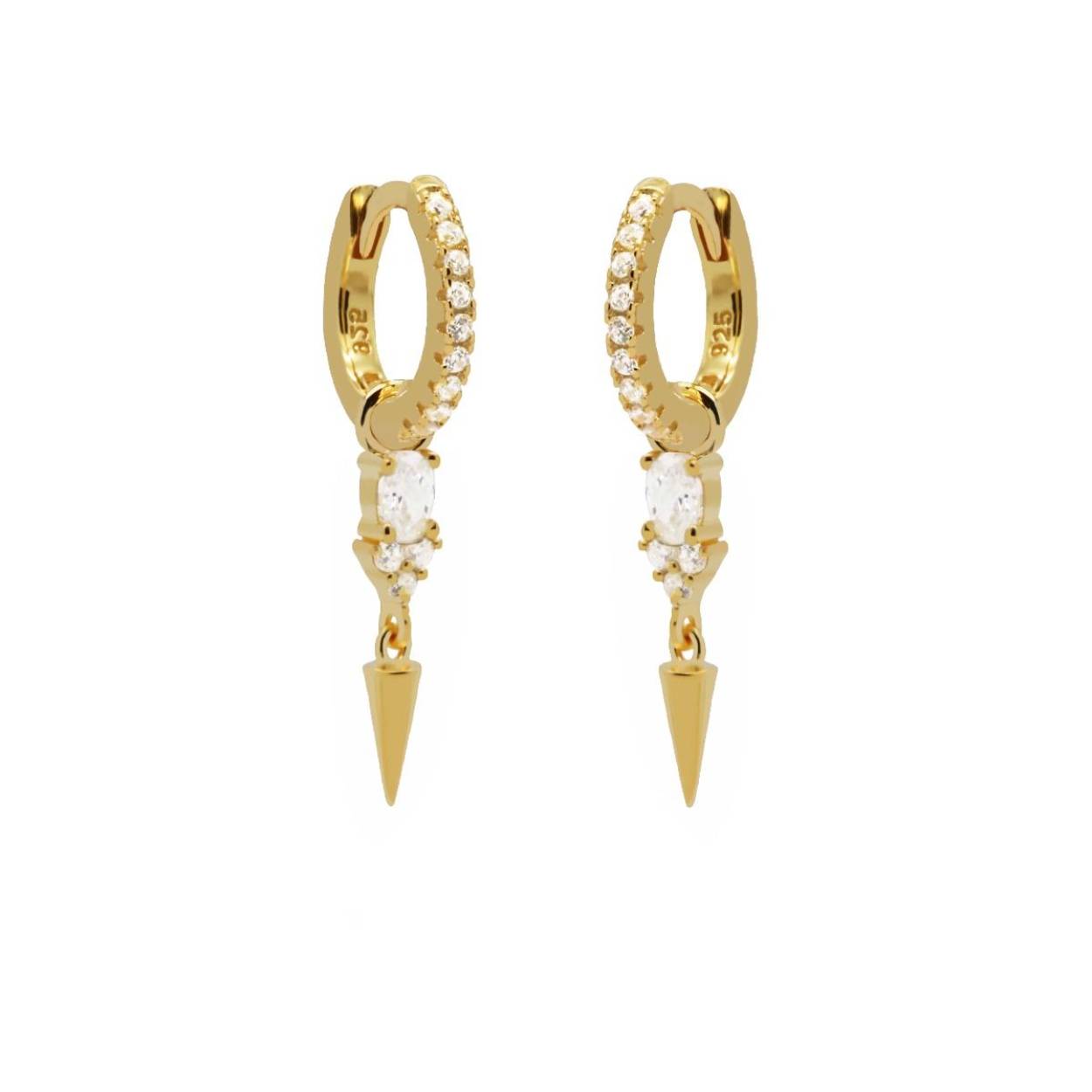 H318GP | Karma | hinged hoops double rock | zirkonia | goldplated