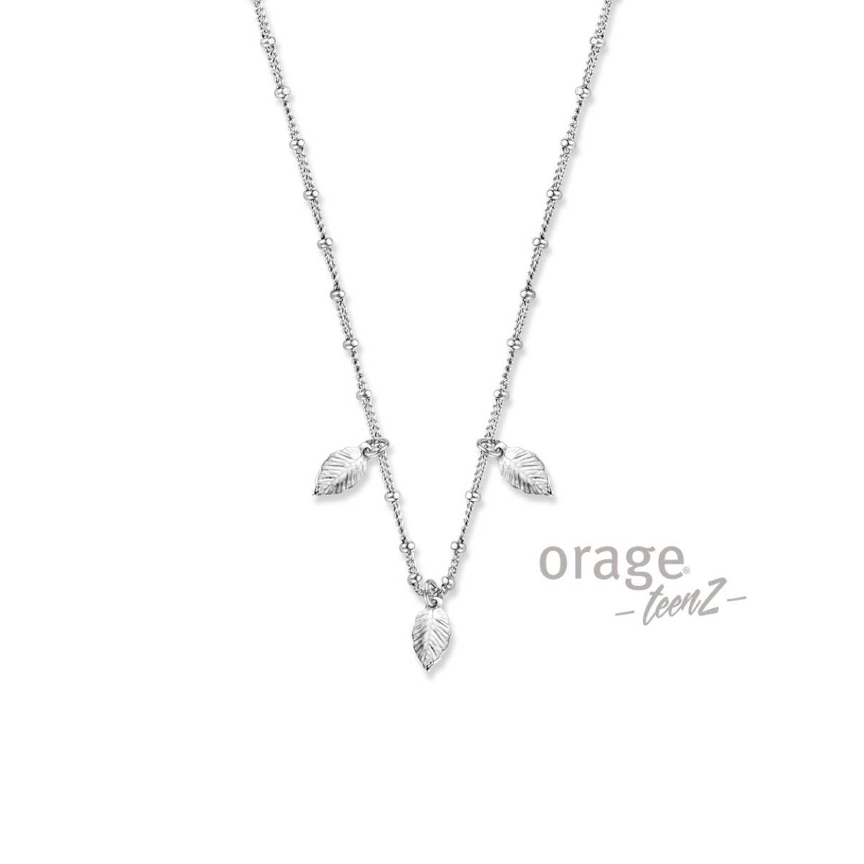 Orage Teenz collier zilver blaadjes