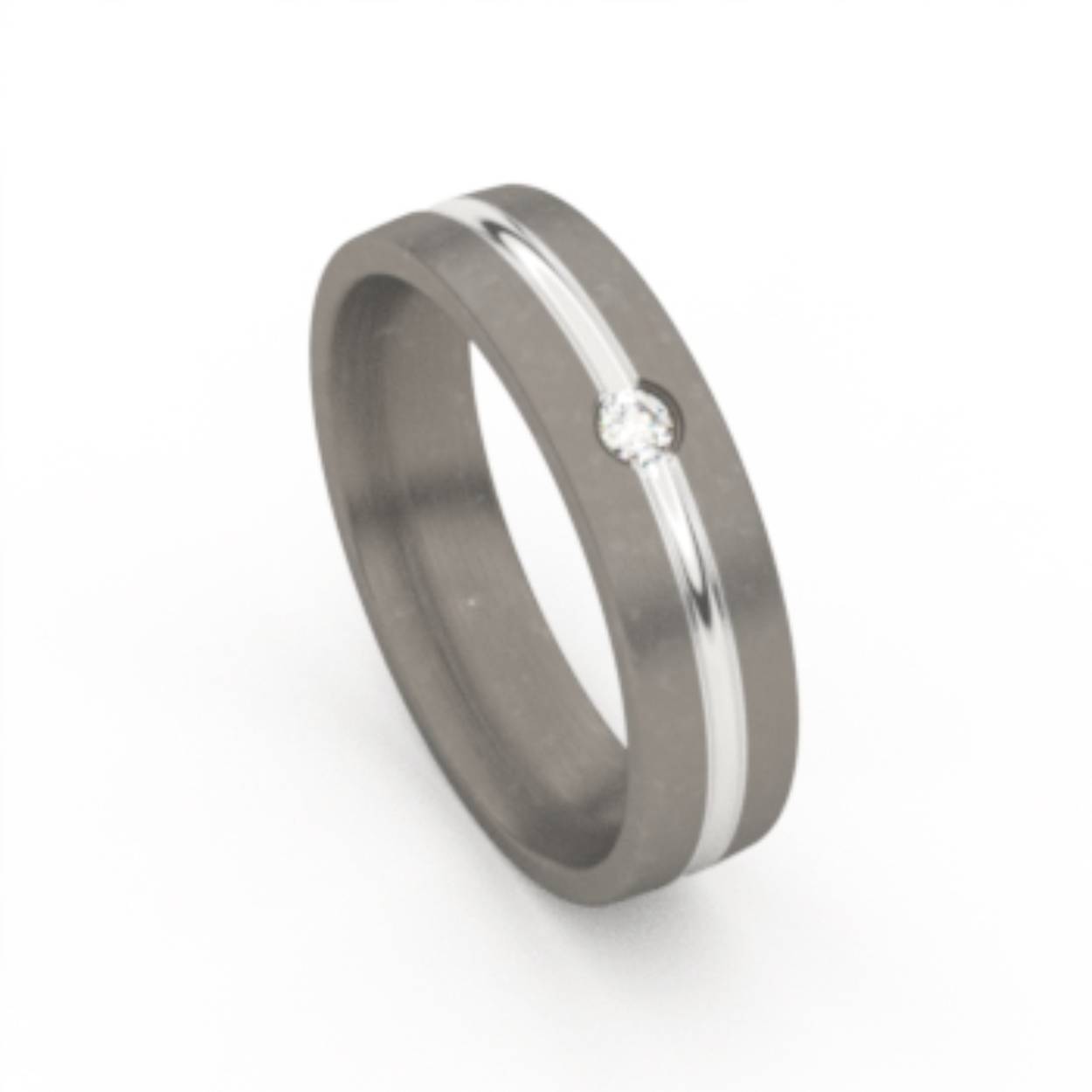 AuroDesign Titanium ring met 18krt. witgouden band met 0.04ct diamant.
Referentienummer: 490-W/50