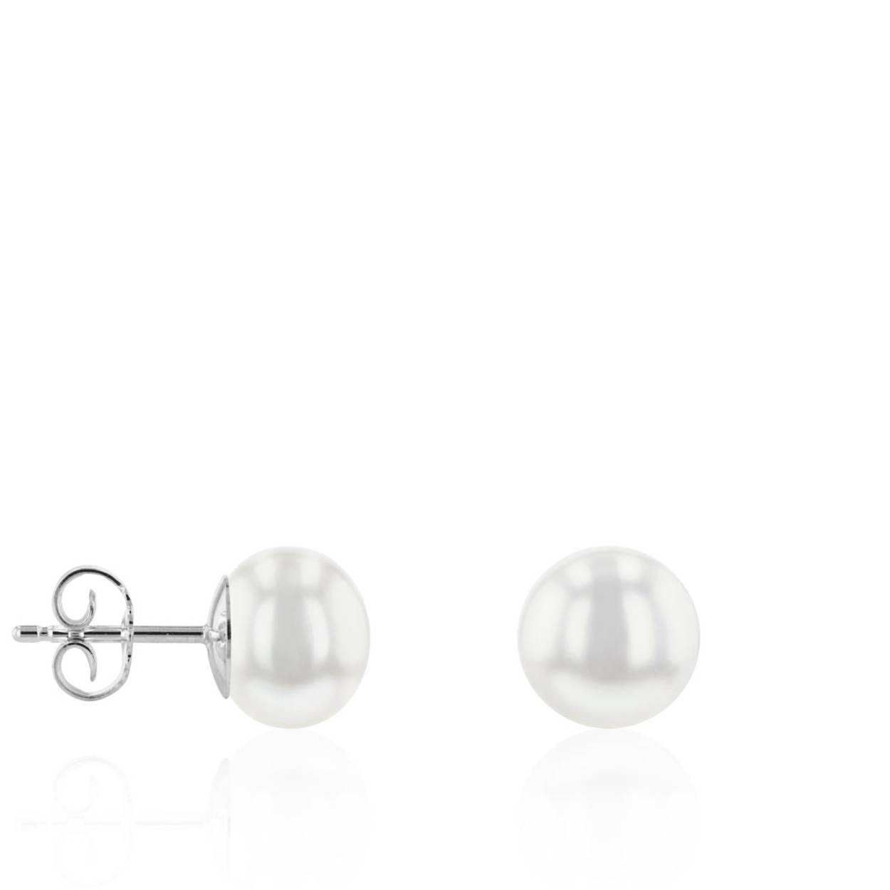 zilveren oorknop met zoetwater boutonparels van 6 tot 6,5mm