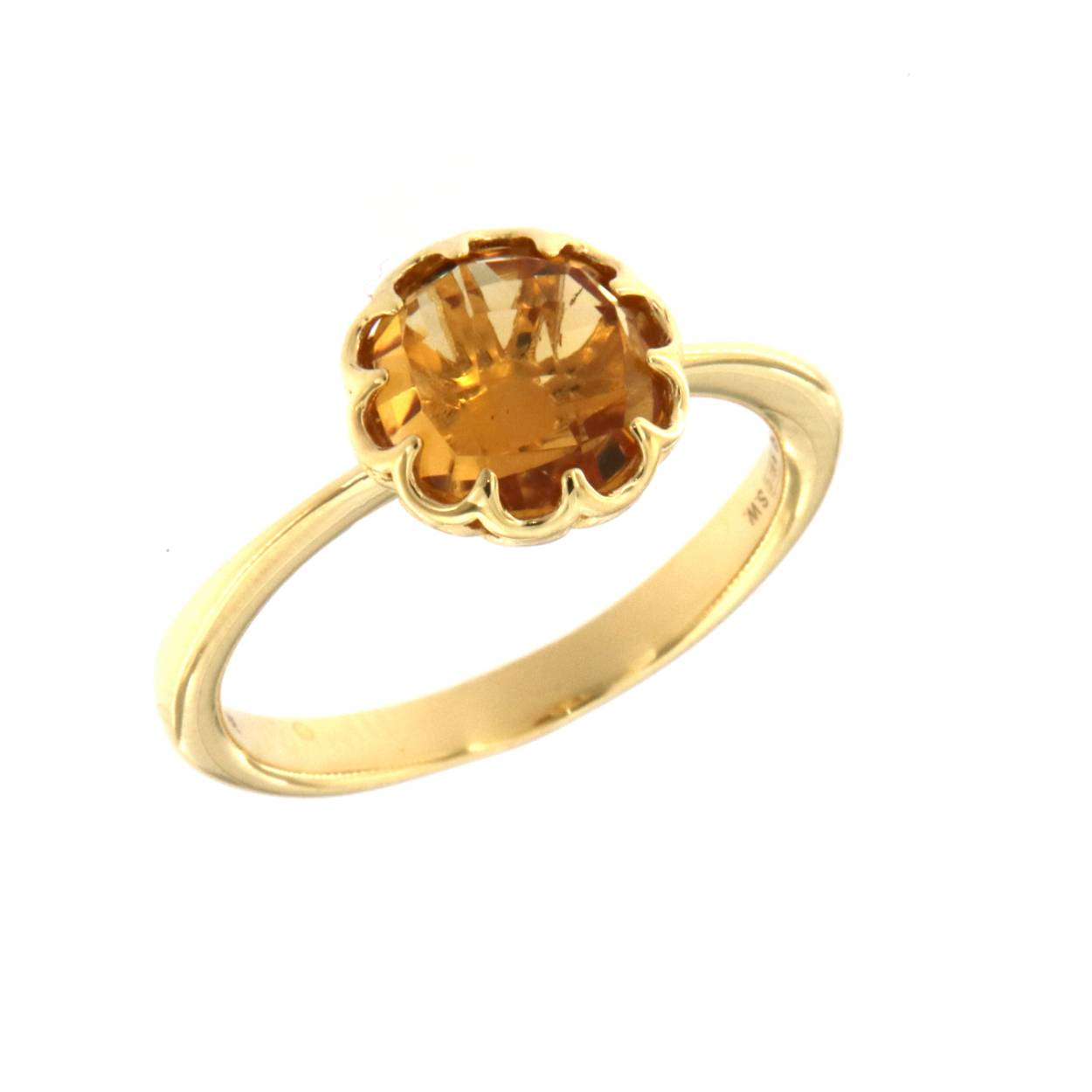 Deze ring in 18karaat geel goud met citrine