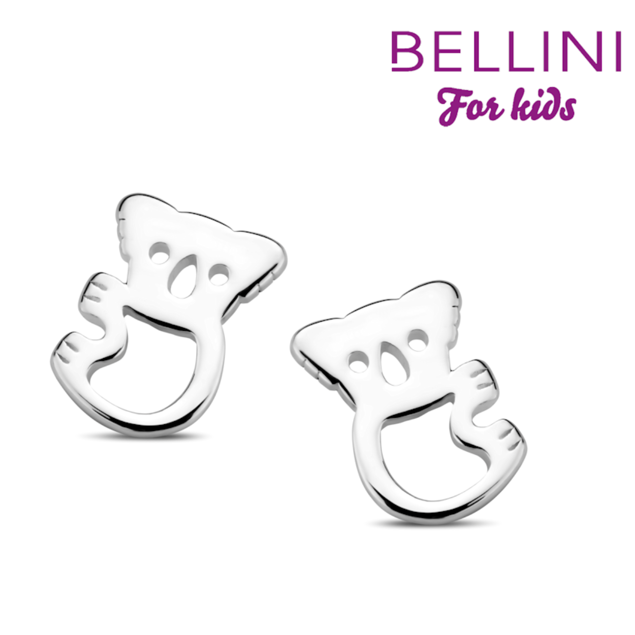 Bellini zilveren oorknoppen Koala. Deze oorknoppen zijn leuk om te combineren met het set. Een ring, collier met hanger zijn hiervan ook verkrijgbaar.