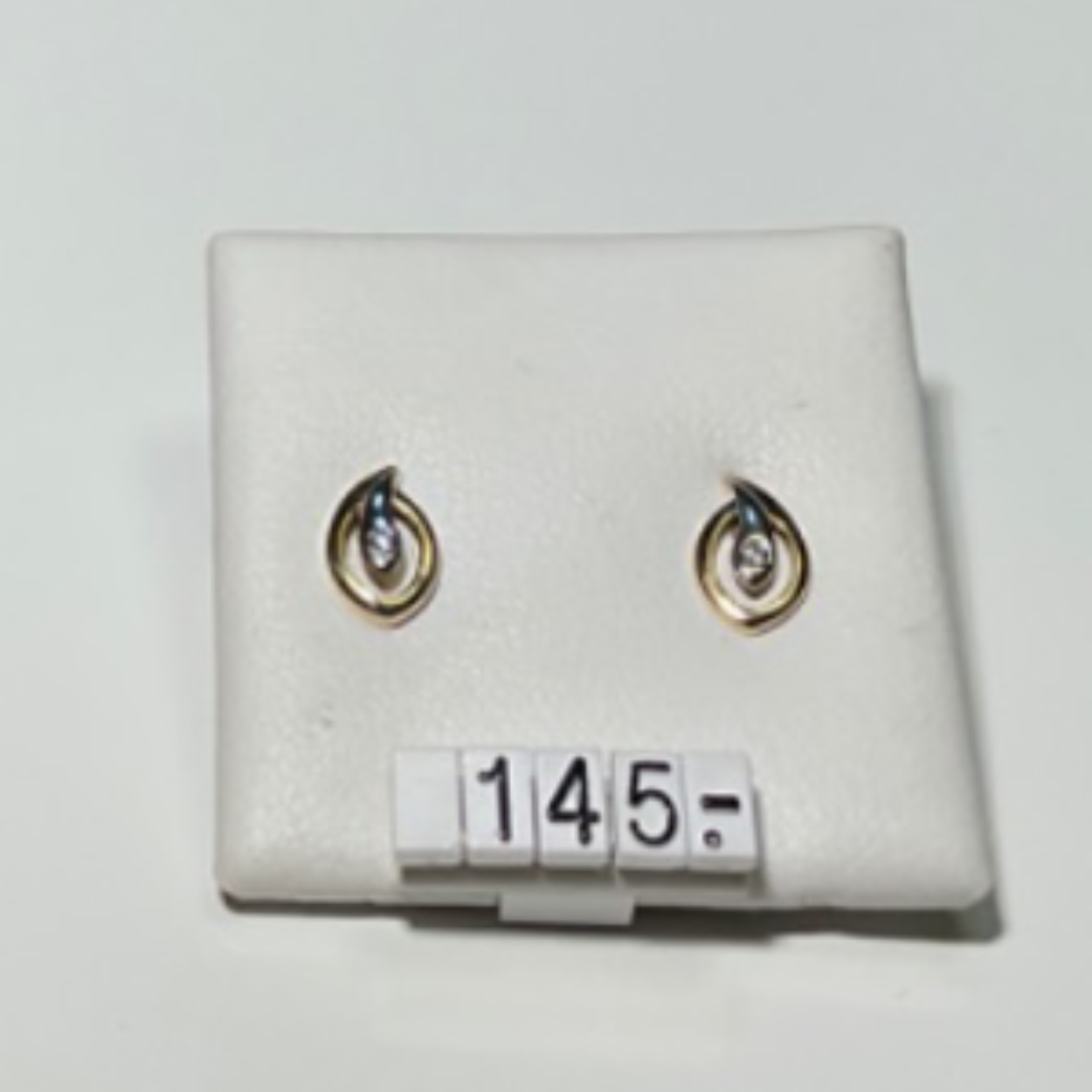 Gouden bicolor oorknoppen zirkonia 