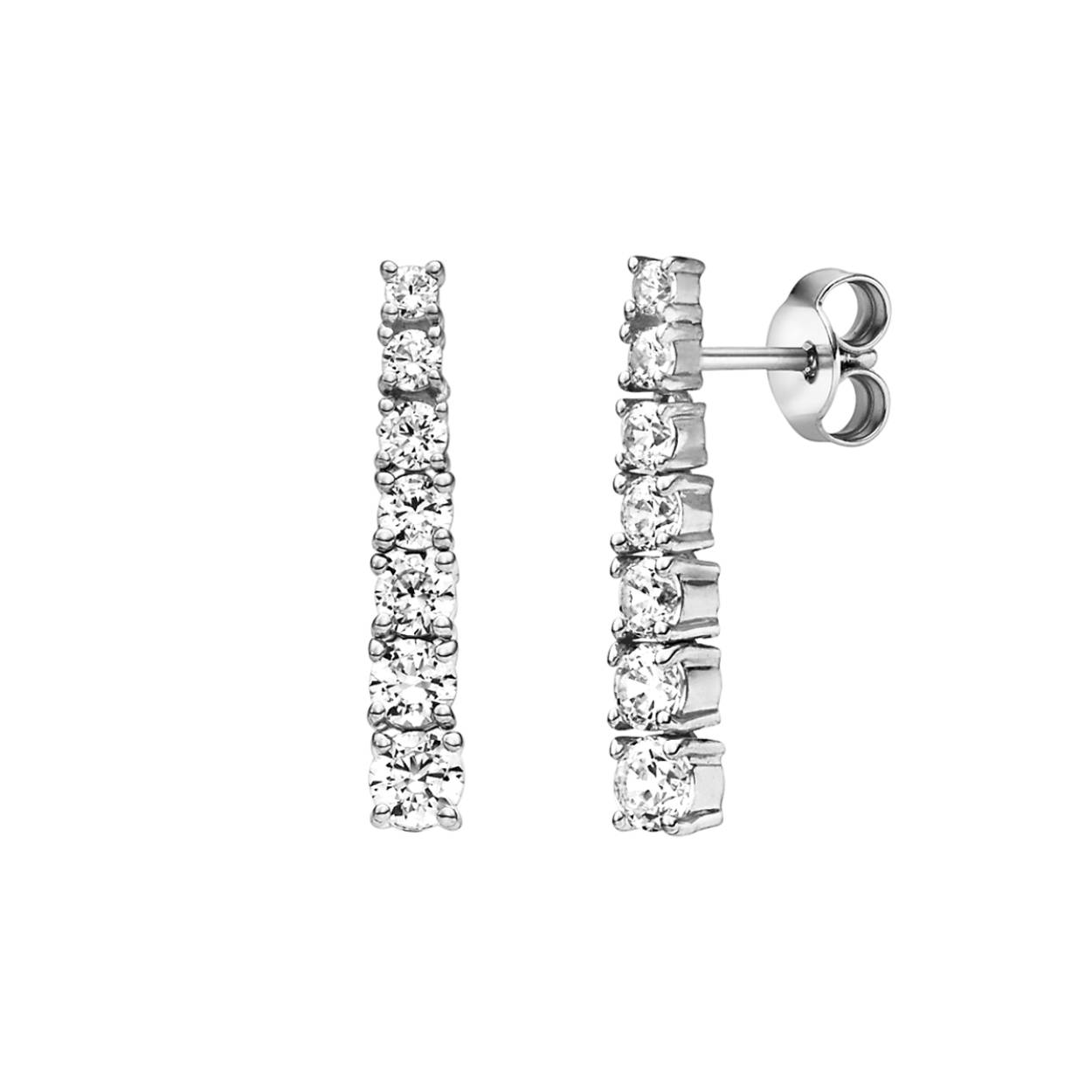 Prachtige zilveren Viventy oorsieraden met 7 zirkonia's, op volgorde van klein naar groot.