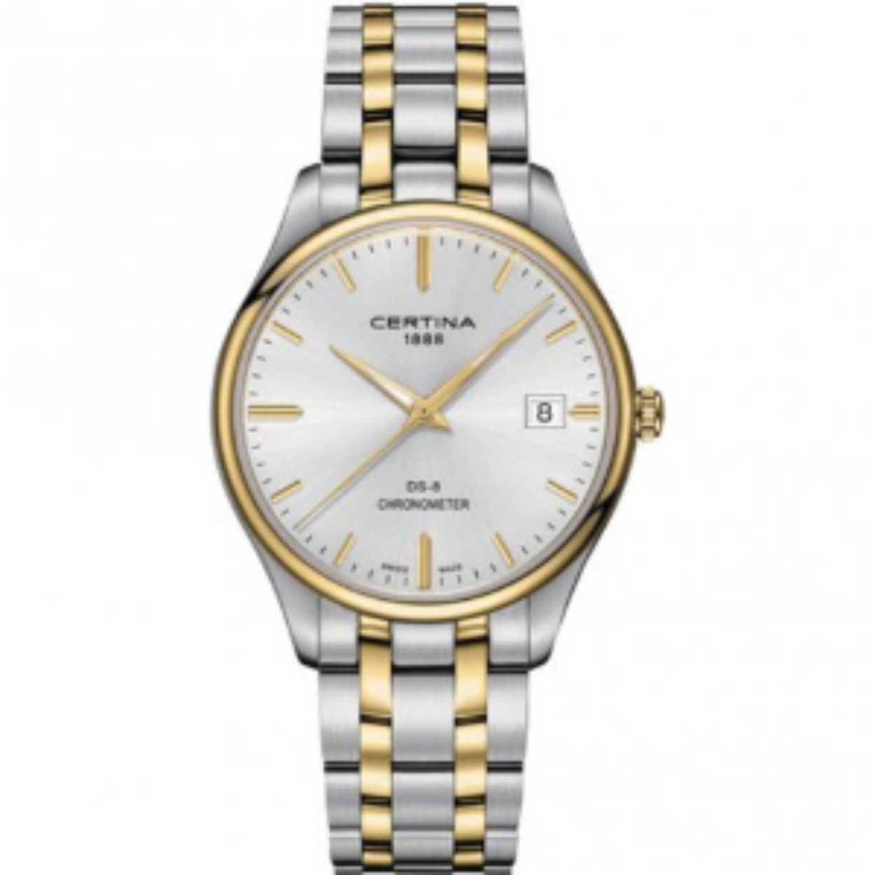 DS-8 Chronometer Quartz. 100m WR Saffierglas bicolour