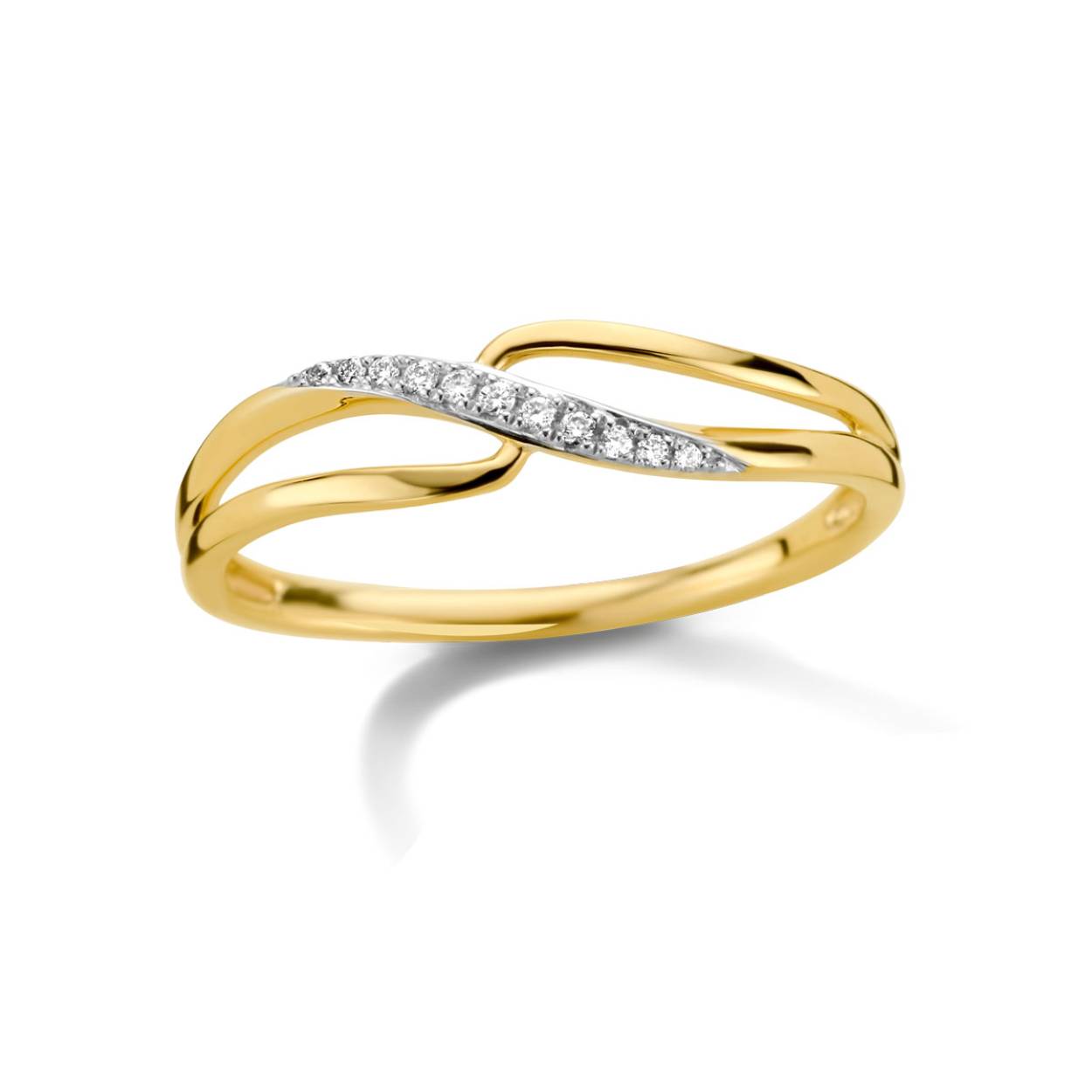 Geel gouden ring 18 karaat met 0.04ct briljant