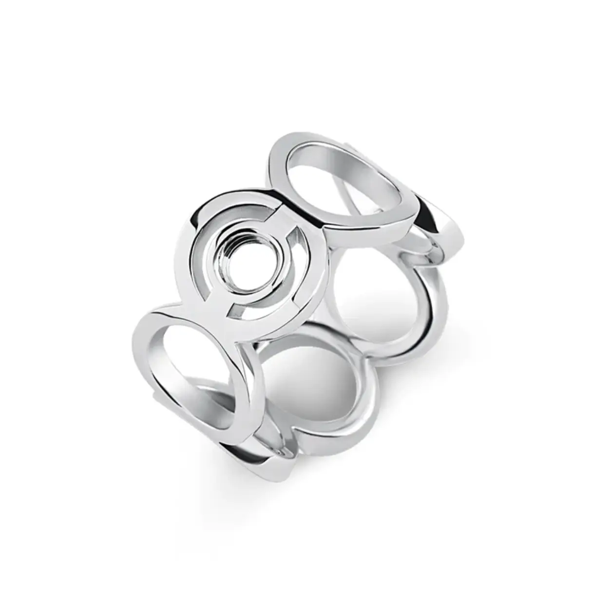 De Melano Vivid Valetta ring is een ode aan de vrouwelijke vormen! Deze brede opengewerkte topper laat stukjes huid zien, waardoor de robuuste uitstraling wordt omgezet in elegantie. Tip: combineer met één van de vele ronde Vivid steentjes! De Valetta ring heeft een totale breedte van 11 mm en is verkrijgbaar in een zilver-, rose goud- of goudkleurige plating.

Alle steentjes uit de Melano Vivid collectie zijn verwisselbaar en passen op de Valetta ring.