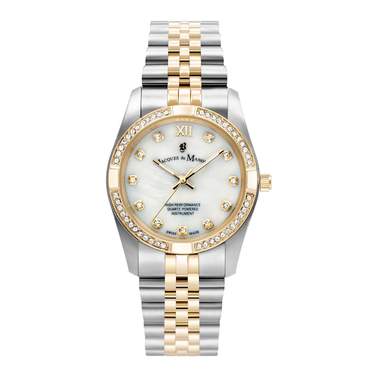 Dit is een horloge uit de 2023 collectie voor dames. Dit horloge heeft de volgende eigenschappen: 
Kastkleur: Zilver + Goud
Bandkleur: Zilver + Goud
Bandmateriaal: Roestvrij staal
Wijzerplaatkleur: Champagne
Kastmaat: 34 mm
