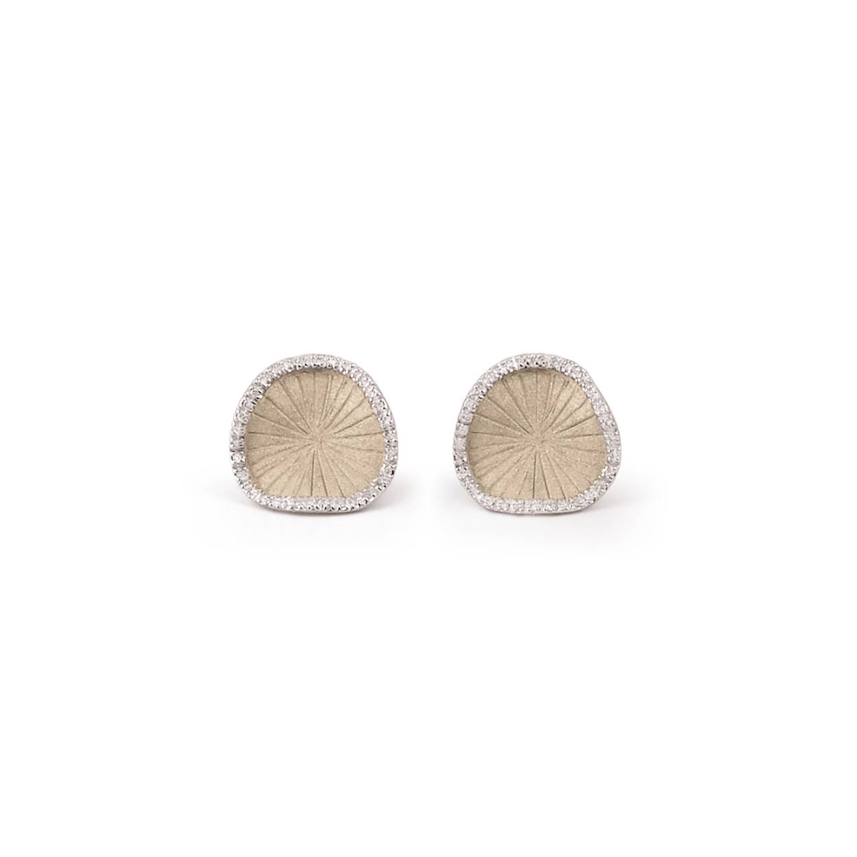 Sultana Series oorstekers, 18Kt Natural Beige Gold met diamanten 0.14ct