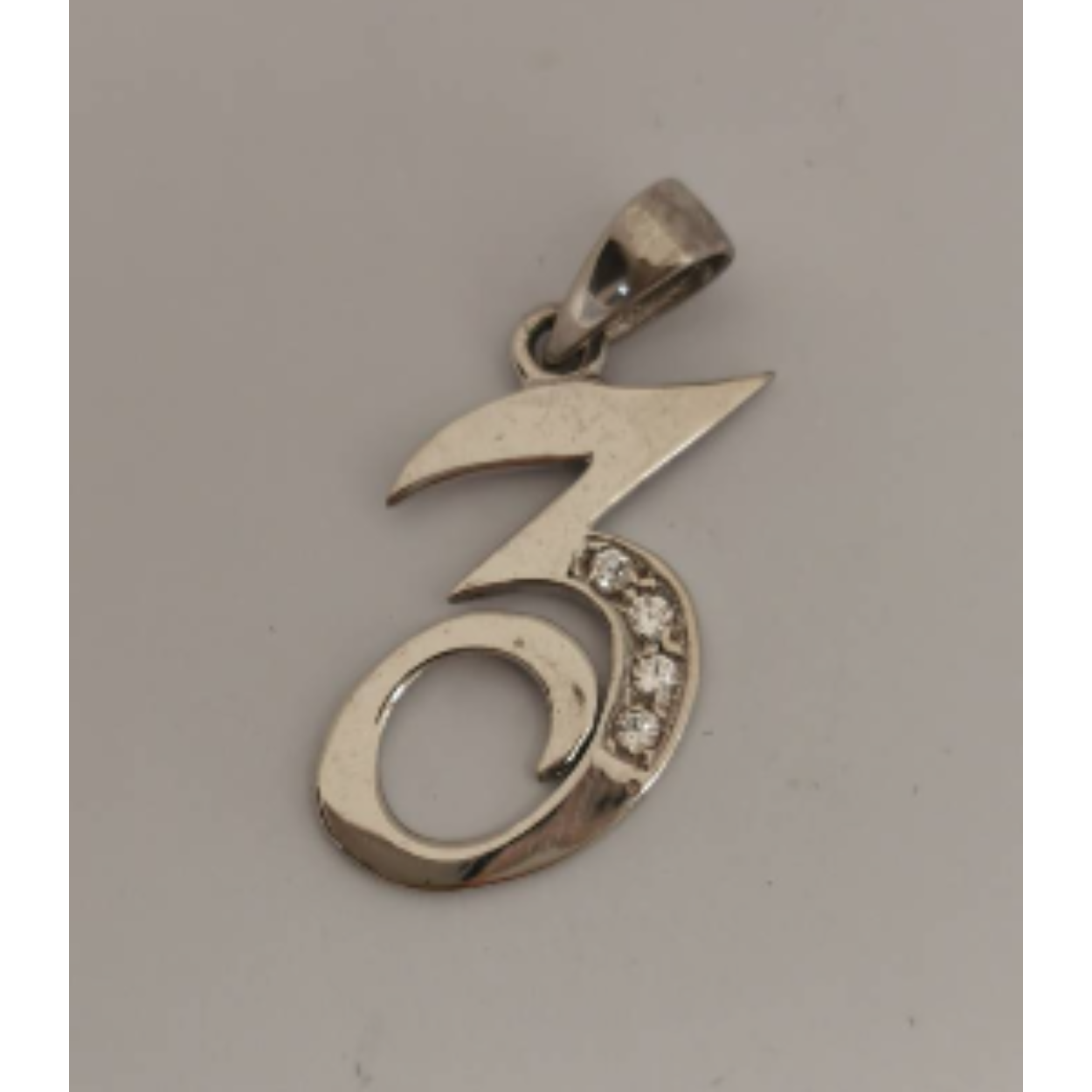 Zilveren hanger cijfer 3 zirkonia