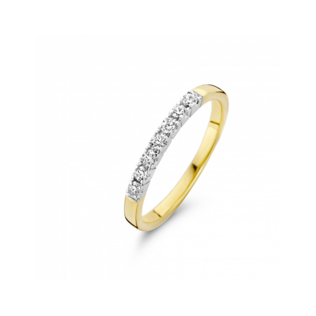 14krt geel/witgoud Memoire Ring 9x0.03crt diamant H/SI
