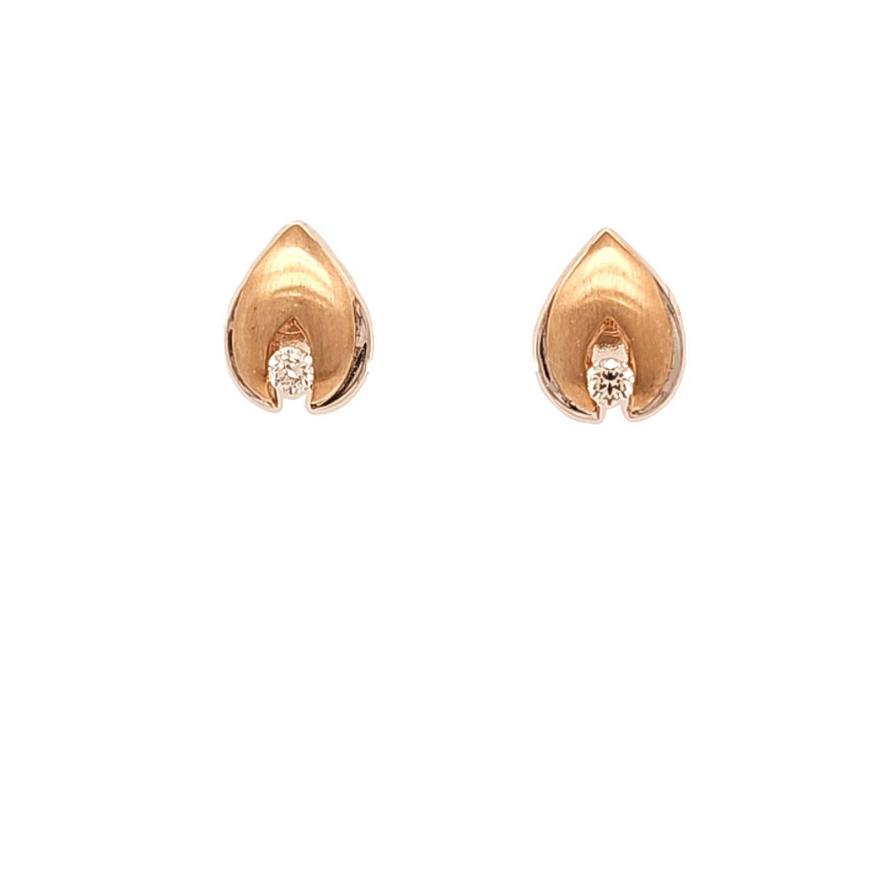 geelgouden en witgouden oorknop met zirconia
