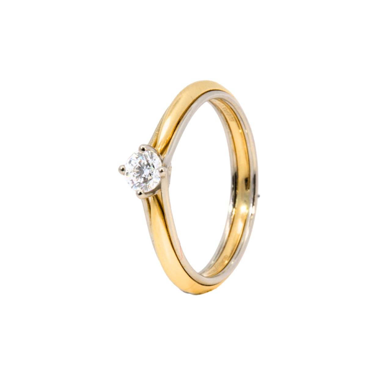 Giorgio Visconti ring in 18kt goud met briljant GVS 0.03ct & 0.30ct