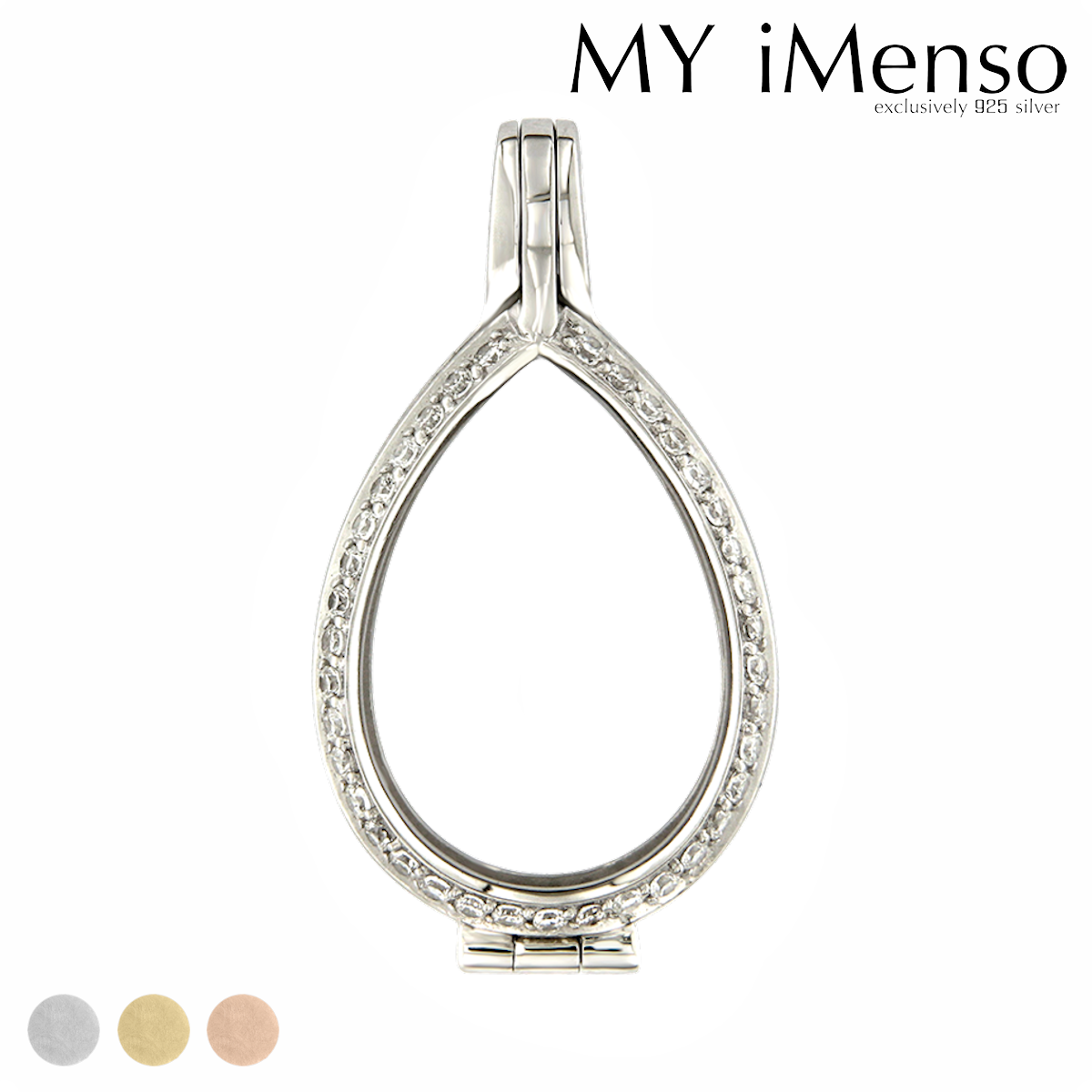 Zilver My iMenso medaillon “goccia” 25-0070 met zirkonia’s.
