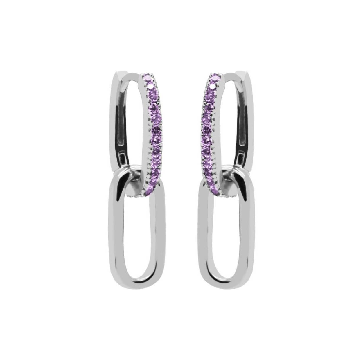 zilveren oorhangers, Zirconia LAVENDER Densely Silver