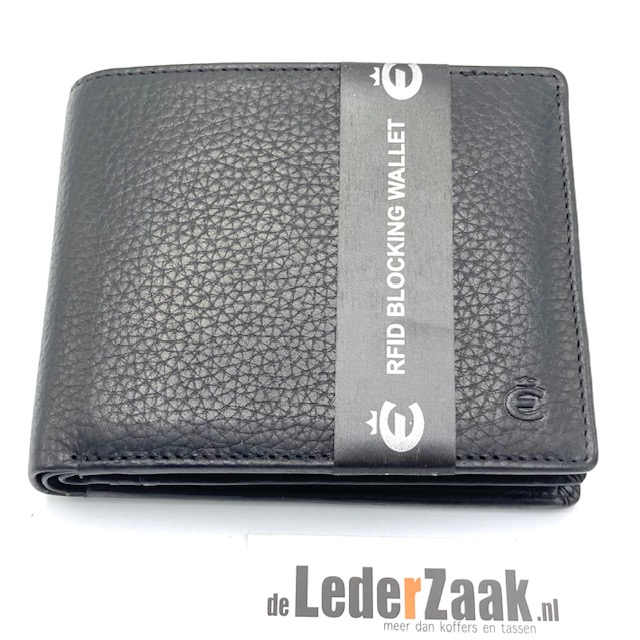 Soft touch lederen heren portemonnee.

-12 bankkaarten
-4 steekvakken
-1 doorzichtig vak
-dubbel papiergeld vak
-ruim muntgeld vak met boodschappenwagen muntje
-geheimvak
-RFID Blocking system
-Cardsafe

Afmetingen:
Hoogte 10cm x 11.5cm x 2m diep