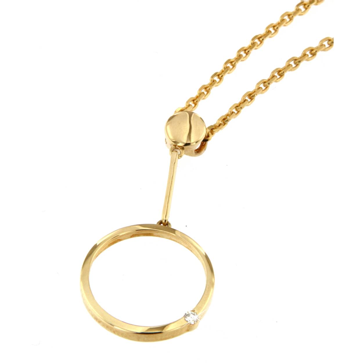 hanger in geel goud 18kt met briljant 0.02ct