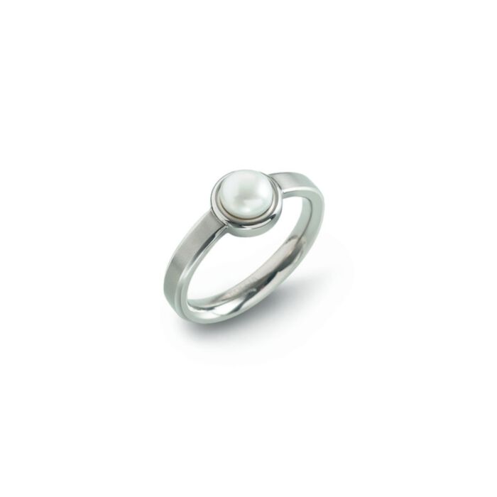 Titanium Boccia ring met parel