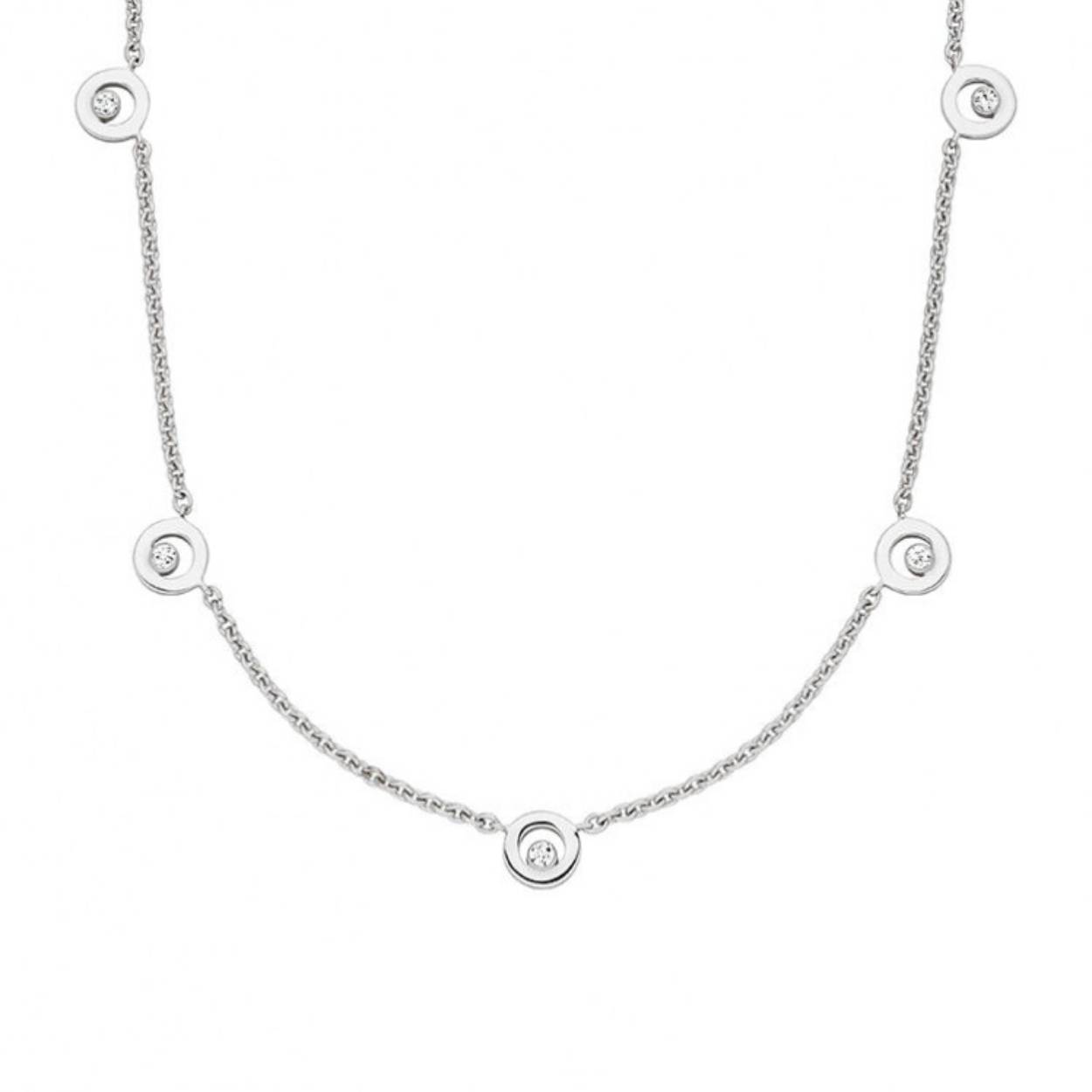 Prachtig gerhodineerd zilveren collier met hanger met zirconia stenen van het merk Viventy.
