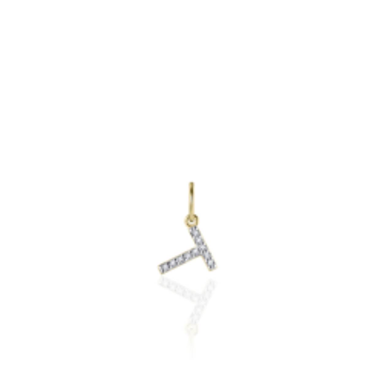 letter T | zilver goldplated | zirkonia's