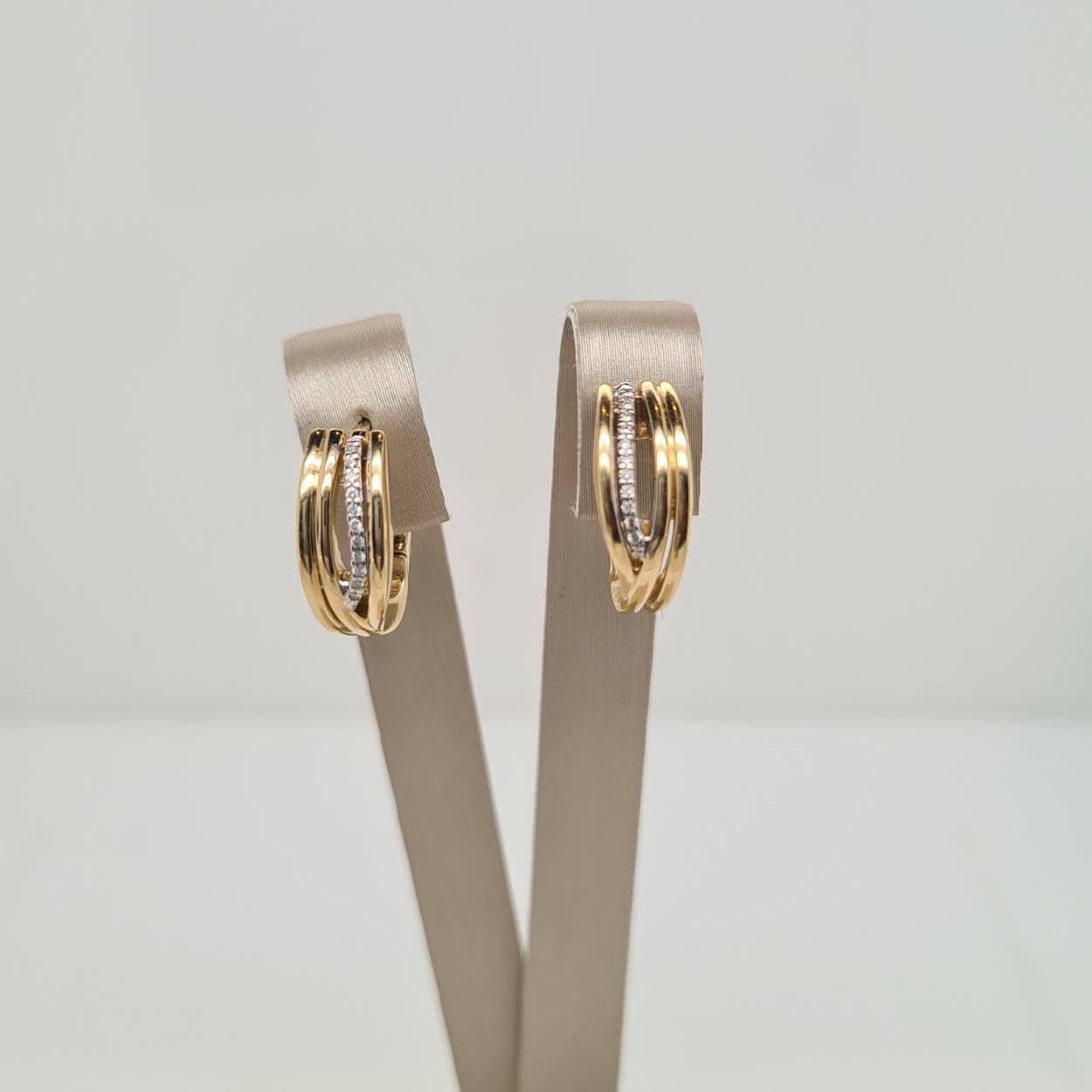 Prachtige 14 karaat gouden oorsieraden met diamant, 0.062crt. 