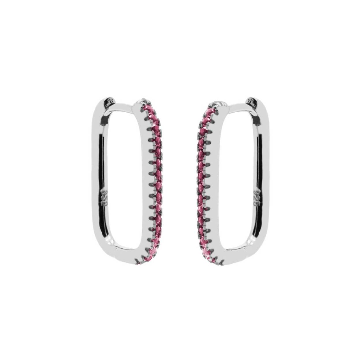 Plain Zirconia RUBY RED Hinged Hoops Round Square Silver 20MM