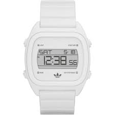 Mid-size Adidas Sydney watch in a stylish white look in plastic, resin and rubber. Features include backlight, alarm, chronograph and date function.