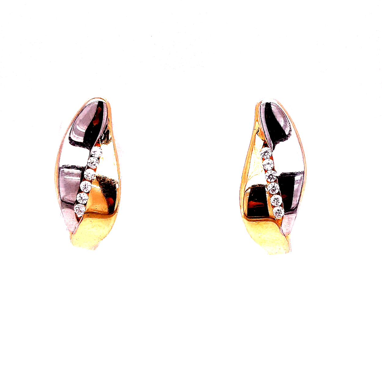 creolen geel goud en wit goud met zirconia