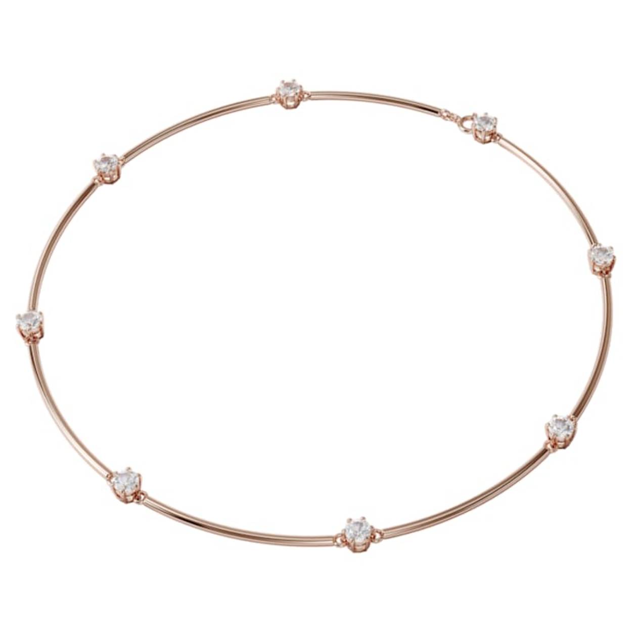 Dit collier is bezet met stenen met een briljantslijpvorm in klauwzettingen en maakt van sterren kijken een alledaagse bezigheid. Het ontwerp is geïnspireerd op de klassieke solitaire: alle stenen zijn met elkaar verbonden door fijne schakels met een roségoudkleurtoon plating om een delicaat, bewegend sieraad te creëren. Draag het afzonderlijk of met andere stukken uit de Constella-serie voor een oogverblindende look voor 's avonds of overdag. Dit collier is onderdeel van de Constella-serie, ontworpen door creative director Giovanna Engelbert voor Collection I.