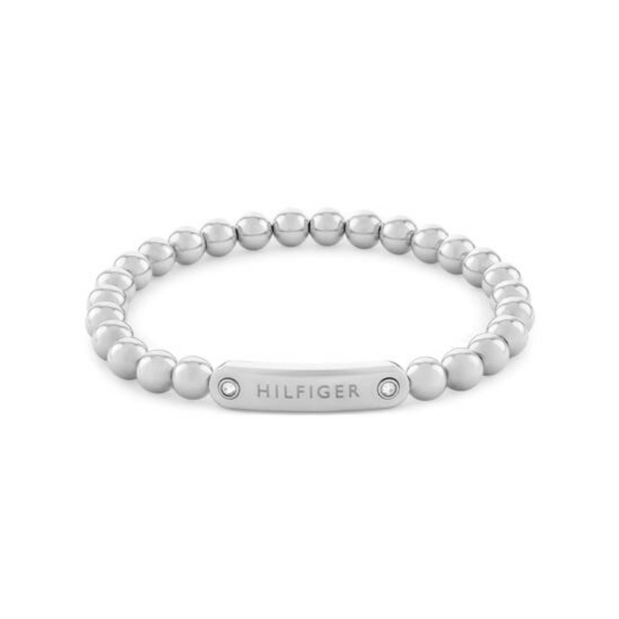 Tommy Hilfiger Jewels TJ2780934 Armband Dames Staal 16,5cm
Deze armband van Tommy Hilfiger uit de jewelry serie METAL BEADS met nr: TJ2780934 is een opvallend model. De dames armband is van elastiek met daarop zilverkleurige stalen balletjes van 6mm geregen. Tussen de balletjes zit een zilverkleurige plaat met daarop het Tommy logo gegraveerd en aan de uiteinden een kristal gezet. De armband is geschikt voor een pols van ong. 16,5cm. Door het elastiek is hij rekbaar. Ook leuk te combineren met andere armbanden en sieraden van Tommy Hilfiger.

Het merk:
Tommy Hilfiger is wereldwijd één van de grootste designer lifestyle merken en is internationaal bekend om haar classic American cool stijl. De sieraden zijn voor dames en heren met een eigen stijl, die niet bang zijn om dit aan de wereld te laten zien.

Specificaties:
- Kralen armband zilverkleurig
- Materiaal: Staal
- Rekbare lengte 16,5cm
- Dames sieraad