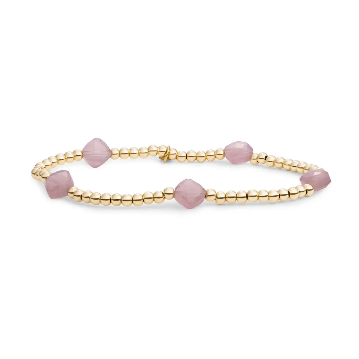 Sparkling Jewels Armband Pink Opalite Cushion Cut Beads Gold SB-G-3MM-CC-G66