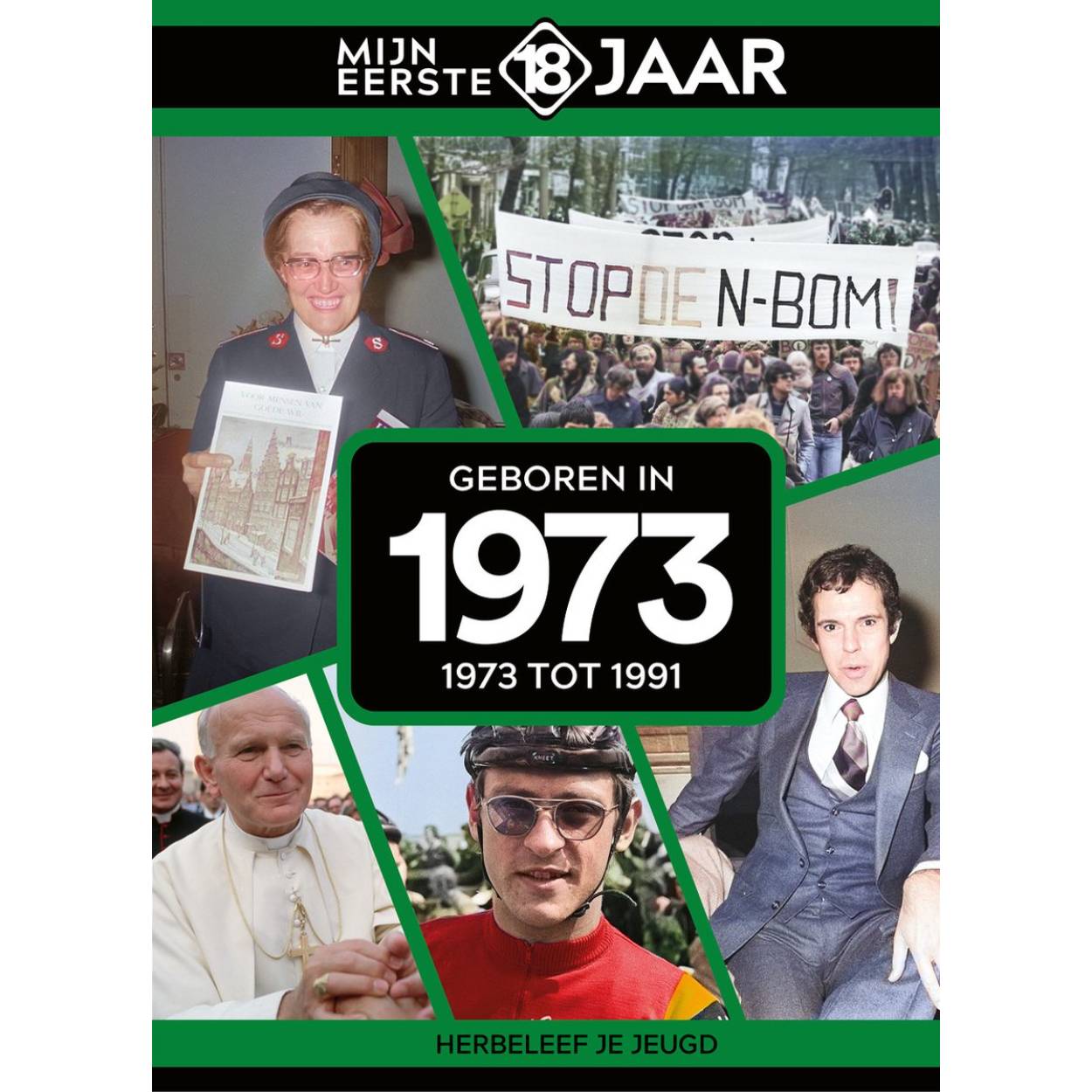 MIJN EERSTE 18 JAAR; GEBOREN IN 1973 De jaren van 1973 tot 1991 Mijn Eerste 18 Jaar is hét boek vol met ‘oh ja!’-momenten. Droom weg bij alle hoogtepunten uit jouw jeugd. Zo beleef je de meest spraakmakende momenten uit de eerste 18 jaar van jouw leven opnieuw. Aan welke hits, films en tv-programma’s heb je mooie herinneringen? Hoe was de mode toen, het straatbeeld en de rages? Welke sporthelden zijn je bijgebleven? En wat was het nieuws waar iedereen het over had? Mijn Eerste 18 Jaar staat boordevol jeugdsentiment. Met maar liefst 182 pagina’s aan kleurrijke foto’s, anekdotes en iconische beelden uit jouw jonge jaren. Ook hebben we per jaar de grootste hits voor je verzameld. Scan de code en beluister jouw hits. Begin met bladeren en herbeleef je jeugd!