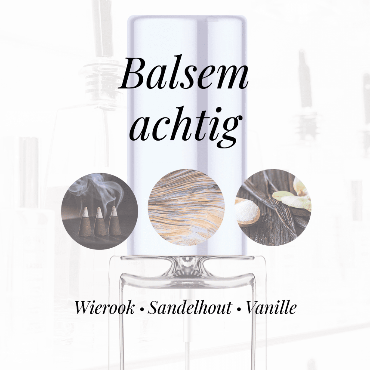 Eigenschappen
Geur: Balsemachtig
Waarneembare geuren: Sandelhout, Vanille, Wierook
Sillage: Midden
Seizoen: All season
Eigenschap: Sexy
Stijl: Smart
Geurgroep: Patchouli en Tonkaboon
Hoofdakkoorden: Balsemachtig, Houtachtig, Rokerig, Warm kruidig, Poederig, Vanille
Top noten: Grapefruit en Zwarte peper
Midden noten: Wierook en Vanille
Basis noten: Sandelhout
